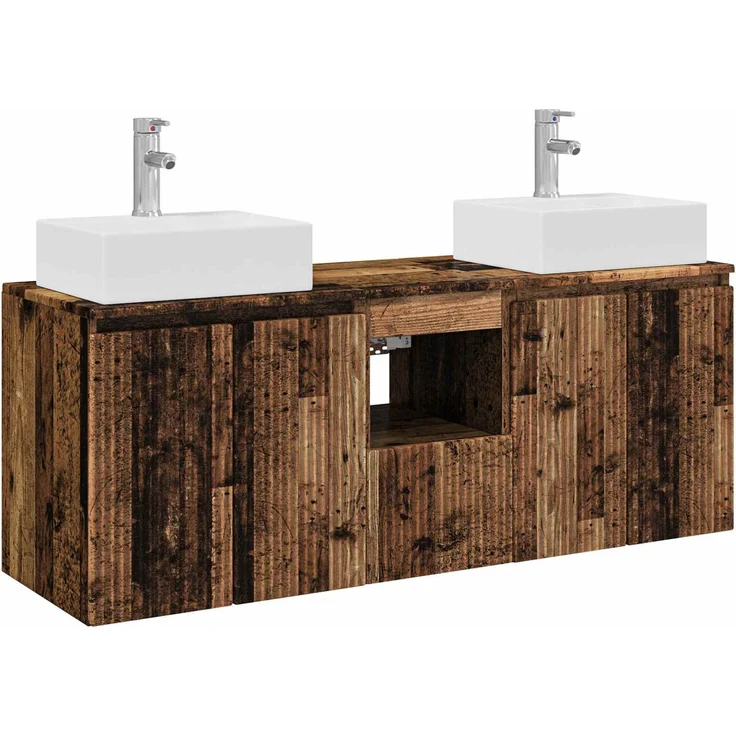 vidaXL Badezimmerschrank-Set 3 stk. Altholz 129 x 41 x 79,5 cm 3405655 – Bild 2