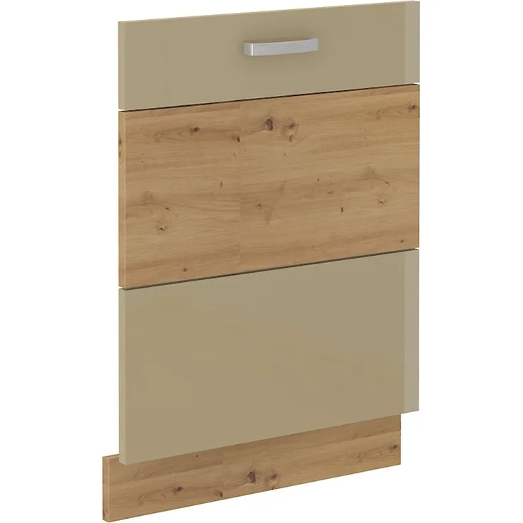 Frontblende vollintegrierten Geschirrspüler 60 Eiche Artisan + Cappuccino Glanz