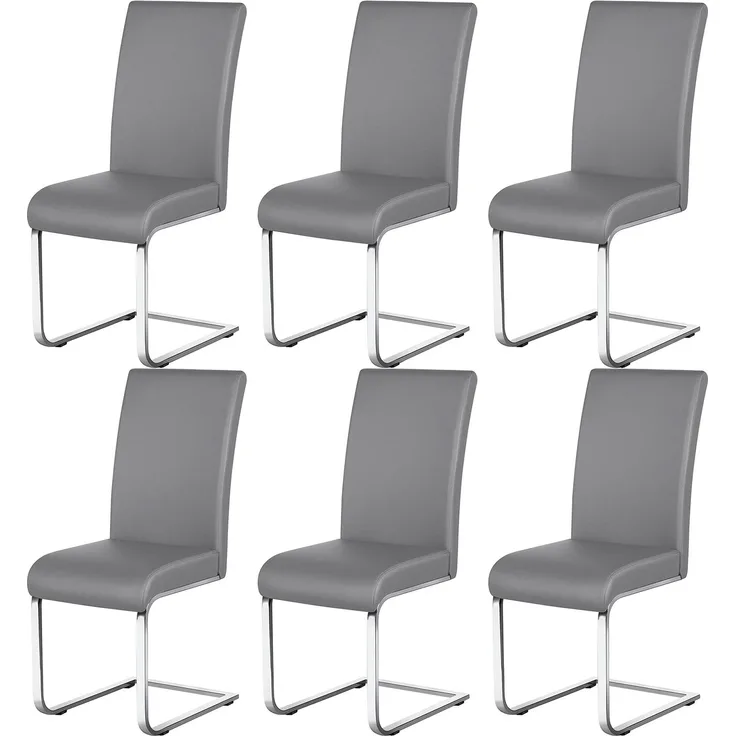 Yaheetech 6er Set Esszimmerstühle Wohnzimmerstuhl Küchenstuhl Schwingstuhl, Belastbarkeit 135 kg Hellgrau