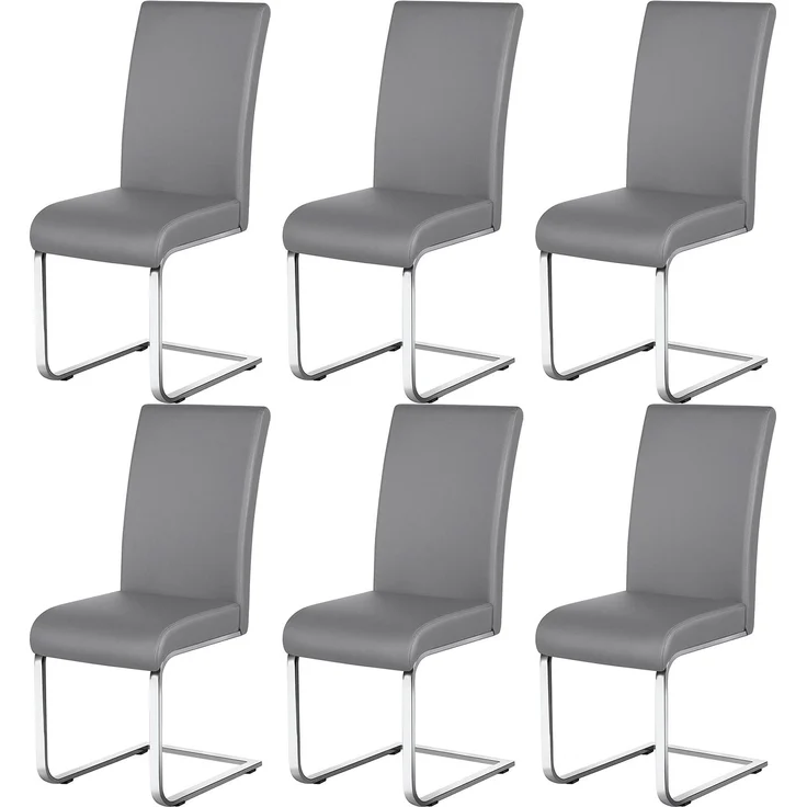 Yaheetech 6er Set Esszimmerstühle Wohnzimmerstuhl Küchenstuhl Schwingstuhl, Belastbarkeit 135 kg Hellgrau