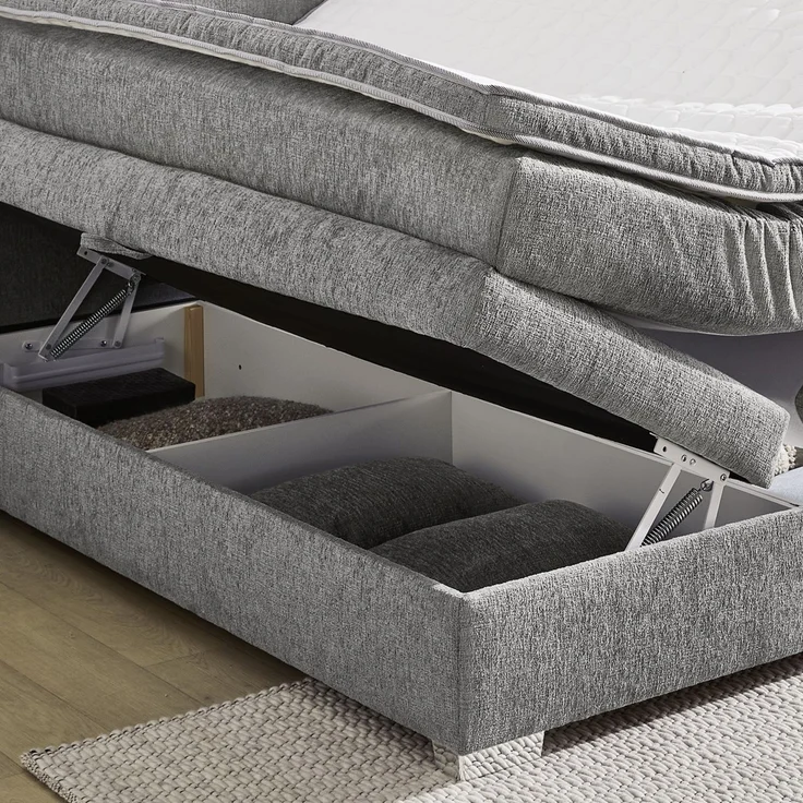 Boxspringbett 140x200 cm Box Bonell Federkernmatratze H4 Topper in Chenille Grau – Bild 8