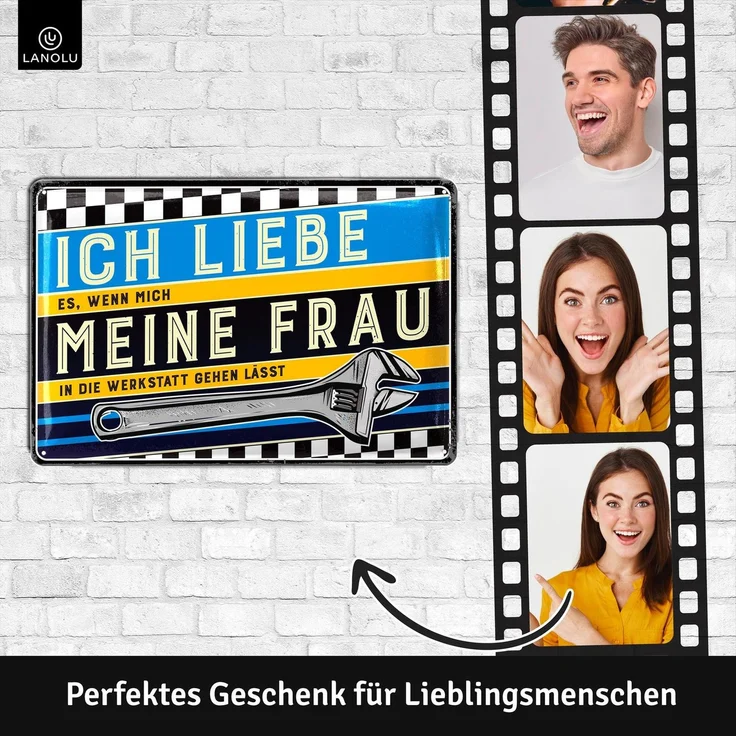 LANOLU Blechschild Ich liebe meine Frau Werkstatt - 20x30cm – Metall – Mehrfarbig – 20149 – Bild 3