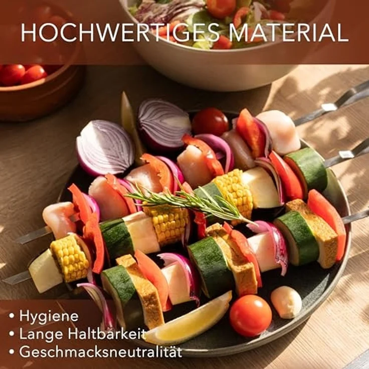 AVANA Grillspieß lange Spieße aus Edelstahl wiederverwendbar Grill 43cm Fleischspieße (10-St), für Fleisch & Gemüse – Bild 2