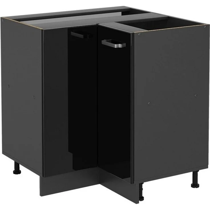 Eckunterschrank R-Line Schwarz Hochglanz 75.6 cm ohne Arbeitsplatte Vicco – Bild 1