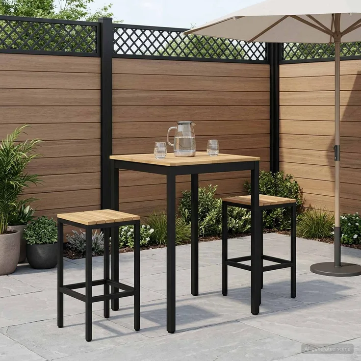 vidaXL Gartenbar-Tisch NAARDEN Weiß gewaschen und Schwarz 901774