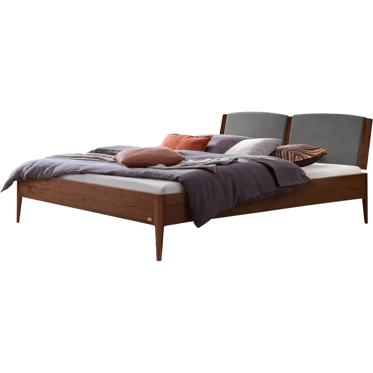 Hasena Massivholzbett Pistoia Nussbaum mit Polster-Kopfteil 180x210 cm, Fußhöhe 20 cm – Lounge – Bild 1