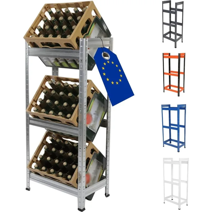 Modo24 Kastenständer HELIOS Metall Getränkekistenregal, Kistenregal, für 2 oder 3 Kisten, Getränkeregal Stabil Kistenständer Freistehend, Kistenhalter, 5 Farben