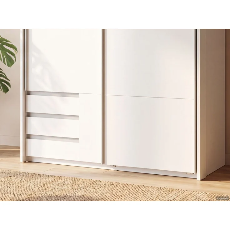 Schwebetürenschrank 2trg Kleiderschrank 138cm Weiß Außenschubladen Passepartout – Bild 4