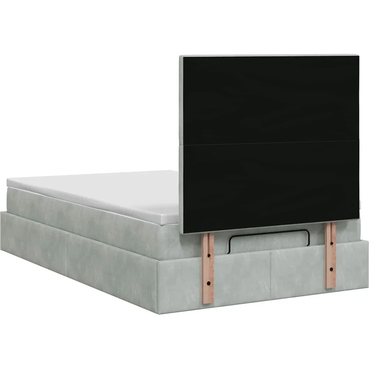 vidaXL Ottoman Bett mit Matratze Hellgrau 120 x 200 cm Samt 3457785 – Bild 8