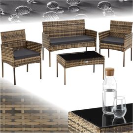 tectake Sitzgruppe Rattan Gartenset, 4-tlg