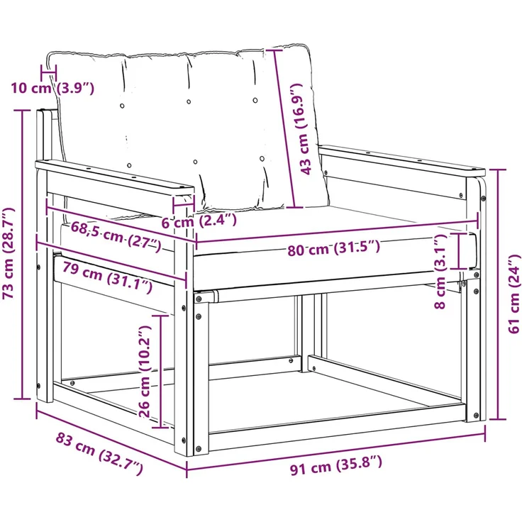 vidaXL Outdoor-Sofagarnitur Massives Akazienholz und Textilene Weiß 3439057 – Bild 9