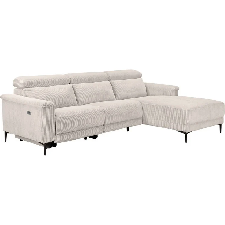 Places of Style Ecksofa Lund in Cord, L-Form, 261 cm, mit manueller, o. elektrischer Relaxfunktion, USB, Kopfteilverstellung – Bild 2