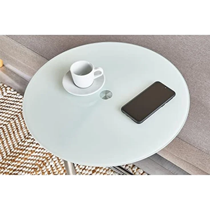 IDIMEX Beistelltisch LEONIE, Couchtisch Beistelltisch Wohnzimmertisch höhenverstellbar in Milchglas – Bild 2