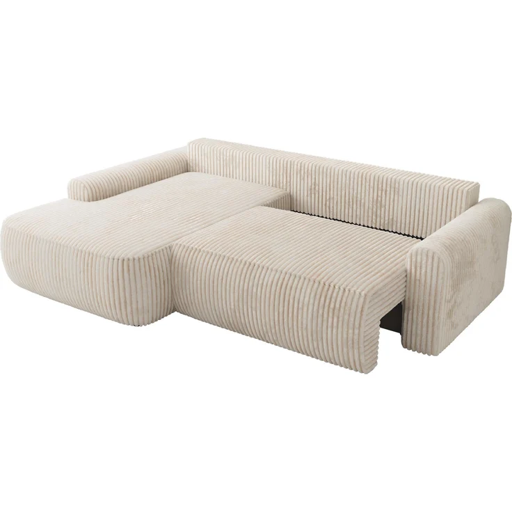 Ecksofa, L-förmiges, lose Kissen, DL-Schlaffunktion, (H 100 x T 187 x B 273 cm) - CUBO L - Cord Beige - linke Seite – Bild 5