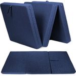sunnypillow Premium Klappmatratze 80 x 195 x 15 cm Blau | 3-teilige Faltmatratze mit abnehmbarem Bezug | Schaumstoff extra dick 15cm | Matratze faltbar klappbar Gästematratze Reisematratze |