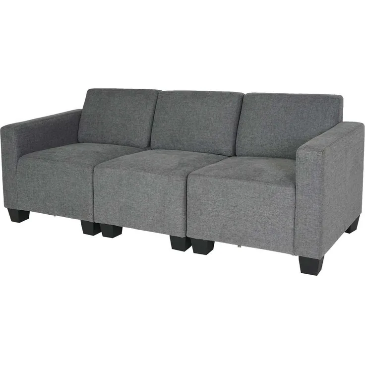 MCW 3-Sitzer Sofa Grau, moderner Lounge-Stil mit hoher Sitzpolsterung und Clipsystem, 193x76x72 cm