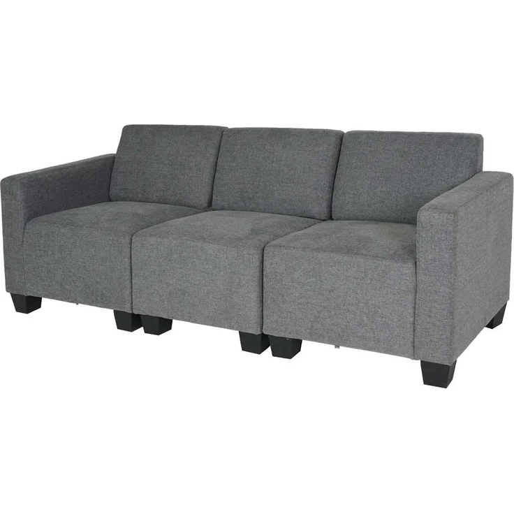 MCW 3-Sitzer Sofa Grau, moderner Lounge-Stil mit hoher Sitzpolsterung und Clipsystem, 193x76x72 cm