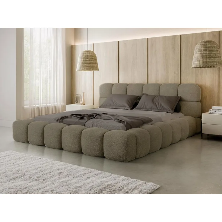 Compleo Polsterbett BUBBLE boucle Designerbett 140/160/180x200 BIZU, Wolkenbett, TOPSELLER Stauraumbett MADE IN EU