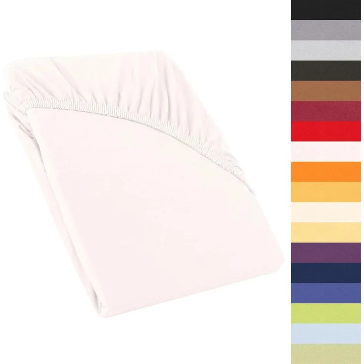 CelinaTex Perla Boxspringbett Wasserbett Topper Spannbettlaken 120x200-130x200 cm Schnee weiß Jersey Mako Baumwolle 160g/qm Bettlaken Laken