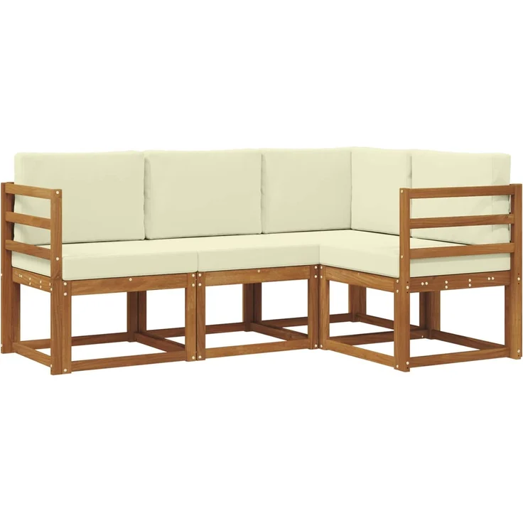 vidaXL Outdoor-Sofagarnitur 4 stk. 4-Sitzer Natur und Creme 3366308 – Bild 2