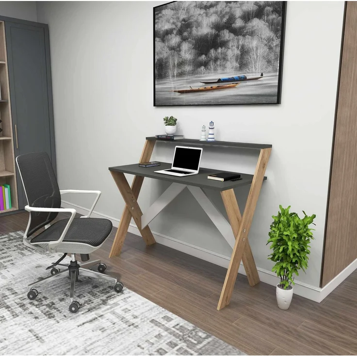 Skye Decor 'X - Anthracite, Atlantic Pine' Schreibtisch, Anthrazit / Atlantik-Kiefer, 90 x 88 x 50 cm – Bild 3