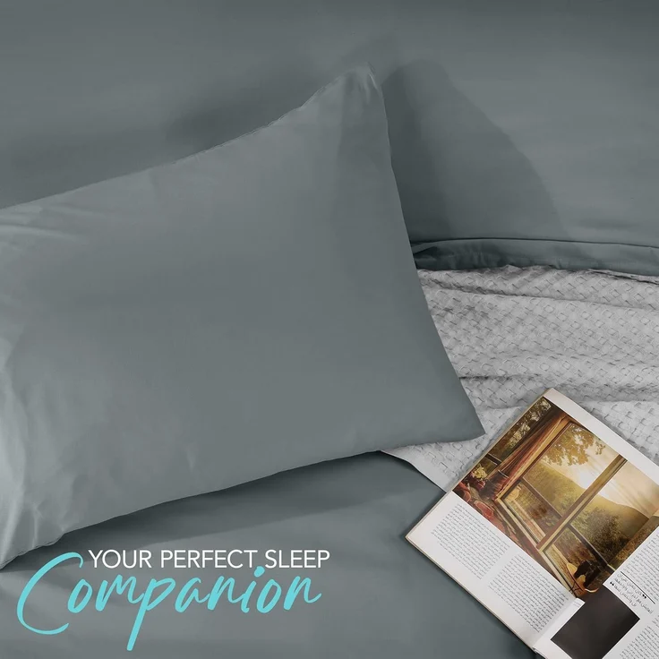 Utopia Bedding Bettbezug-Set mit Kissenbezügen – 3-teiliges Bettwäsche-Set mit Reißverschluss – 1 Bettbezug mit 2 Kissenbezügen – weich gebürstete Mikrofaser (Kingsize, Grau). – Bild 7