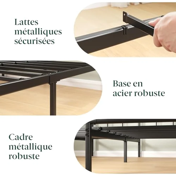 Zinus Elias 140 x 190 cm – Bettgestell aus Metall mit Kopfteil – einfache Montage – Höhe 30 cm – Bett mit Metalllattenhalterung – Stauraum unter dem Bett – modernes Design – Schwarz – Bild 7