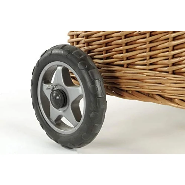 Kobolo Kaminholzkorb Holzwagen aus Vollweide mit Rollen und Griff – Bild 6