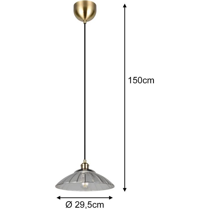 Pendelleuchte ELUNA einflammig, Altmessing mit Glasschirm klar, Ø 29,5cm – Bild 4