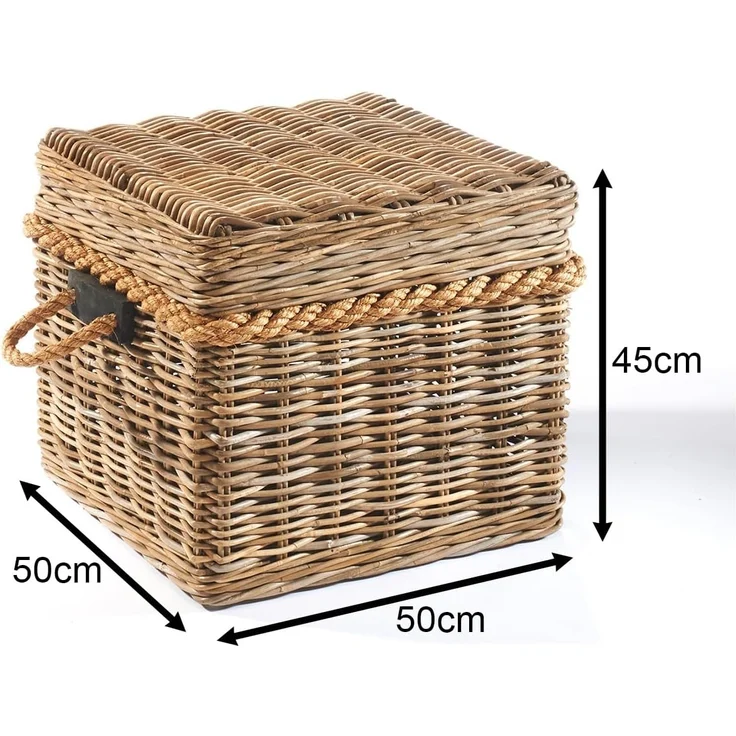 Kobolo Truhe Sitztruhe aus geflochtenem Rattan in kubu grey 50x50x45 cm – Bild 7