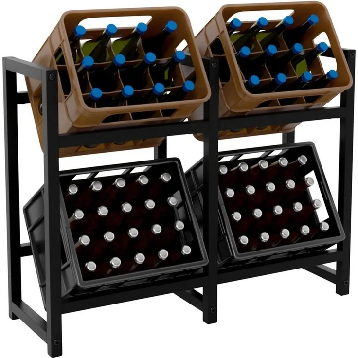 TPFLiving Standregal Getränkekistenständer Star - Getränkeregal für 4 Kisten in schwarz, Kastenständer für Getränkekisten - Flaschenregal, Getränkekistenregal mit den Maßen (HxB xT): 75 x 91 x 31 cm