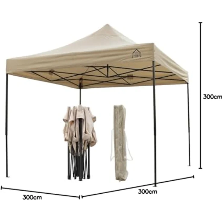 All Seasons Gazebos 3x3 m vollständig wasserdichtes Faltpavillon mit 4 Seitenteilen - Beige – Bild 11