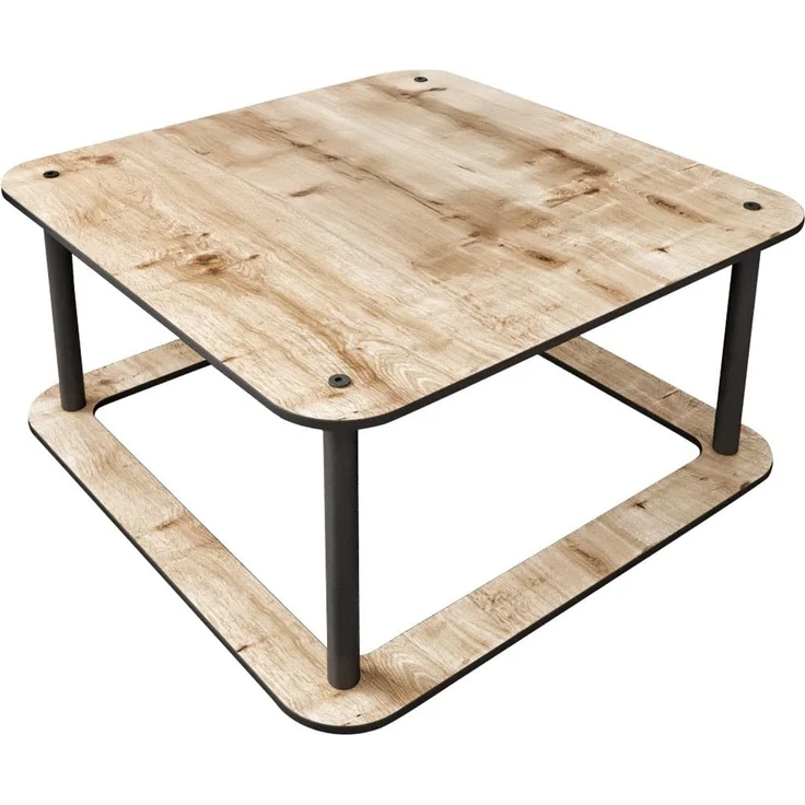 Modern Coffee Table, Oak Color, 70 x 38 x 70 cm | 100% MDF with Compressed Kraft Legs | Stylish Industrial Design for Living Room & Office