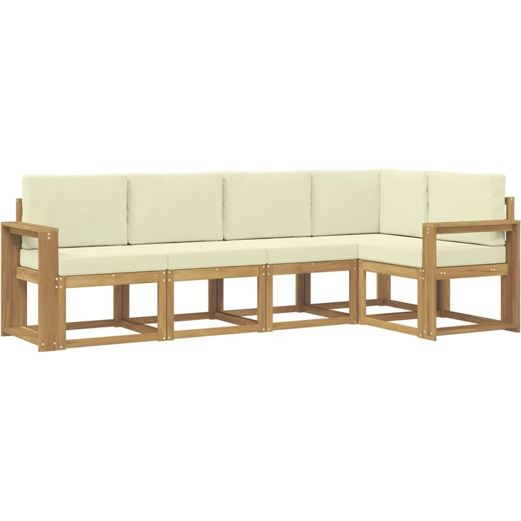 vidaXL Outdoor-Sofagarnitur 5 stk. 5-Sitzer Weiß und Creme 3387634 – Bild 2