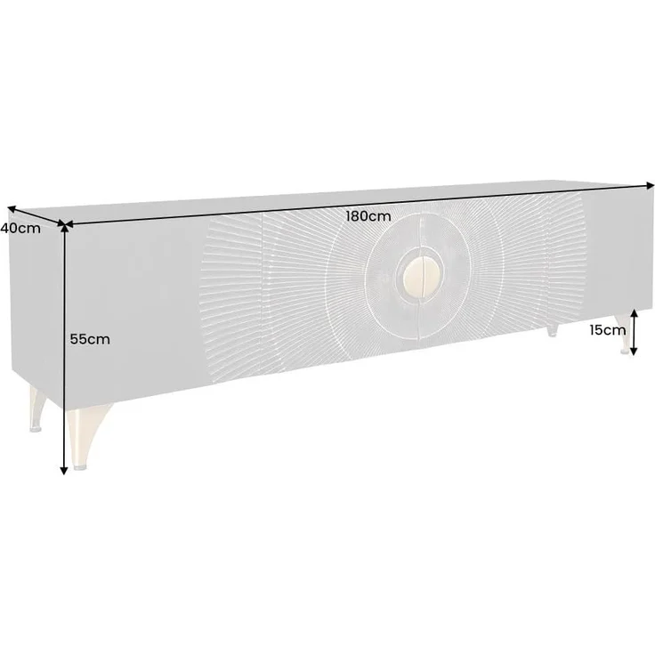 riess-ambiente Lowboard GOLDEN SUNSET 180cm schwarz gold (Einzelartikel, 1 St), Mango-Massivholz · Metall · TV-Schrank · 3D Front-Design · Wohnzimmer – Bild 3