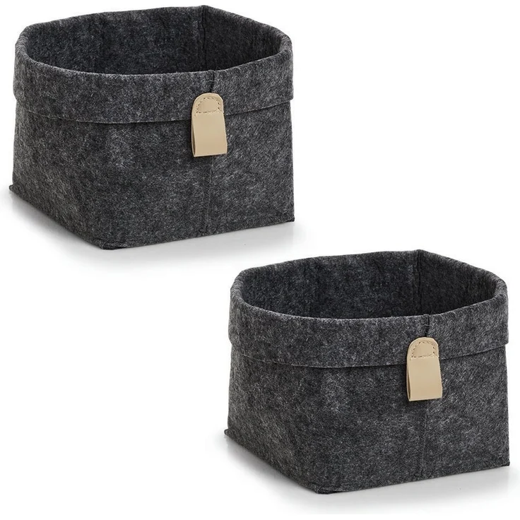 Zeller Present Aufbewahrungskorb Aufbewahrungskorb, Filz, grau, 2-tlg. (Set, 2 St), aus meliertem Filz, je 16x16 cm, Höhe ca. 17 cm – Bild 1