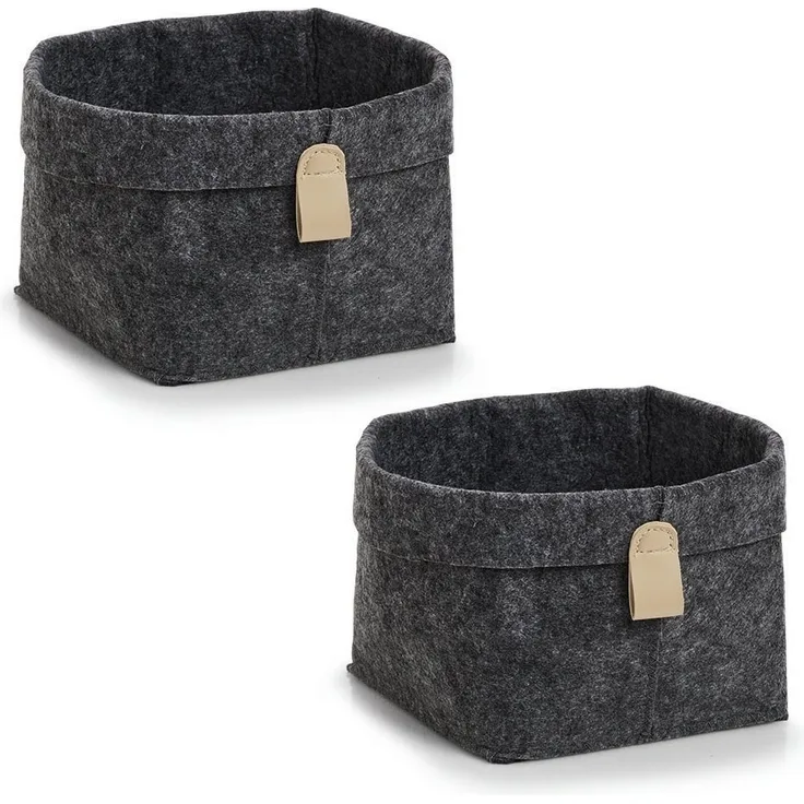 Zeller Present Aufbewahrungskorb Aufbewahrungskorb, Filz, grau, 2-tlg. (Set, 2 St), aus meliertem Filz, je 16x16 cm, Höhe ca. 17 cm