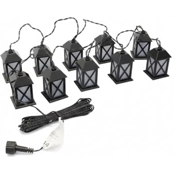 HAC24 LED-Lichterkette Lichterkette Laterne Lampen Kette Dekolaterne Garten Beleuchtung, 10-flammig, 10-flammig, Warmweiß, Strombetrieben, Wetterfest – Bild 4