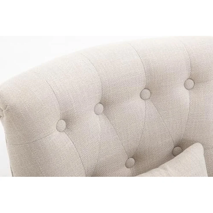 HOMCOM Relaxsessel Sessel mit Rückenkissen, Loungesessel mit Leinenoptik (Fernsehsessel, 1-St, Postersessel), für Wohnzimmer, Schlafzimmer, 52,5 x 69 x 77 cm, Cremeweiß – Bild 8