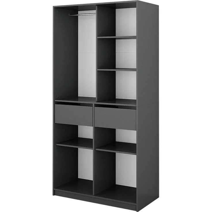 Kleiderschrank Elmo Anthrazit 100 x 200 cm mit 2 Schubladen Vicco – Bild 1