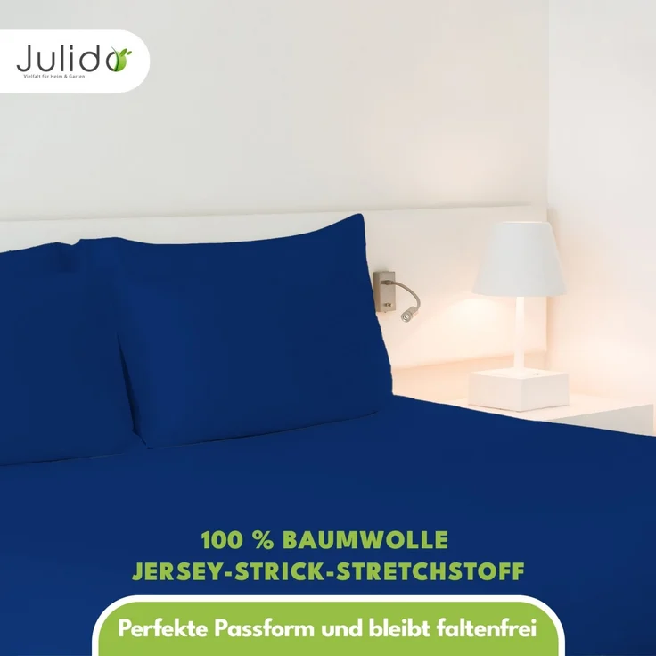 Jersey Spannbettlaken 180-200x200cm 100% Baumwolle Marine – Bild 6