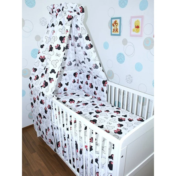 Primawela Babybettwäsche Baby Bettset- 6 teiliges Set mit Vollstoff Himmel Bettwäsche Nestchen – Bild 1