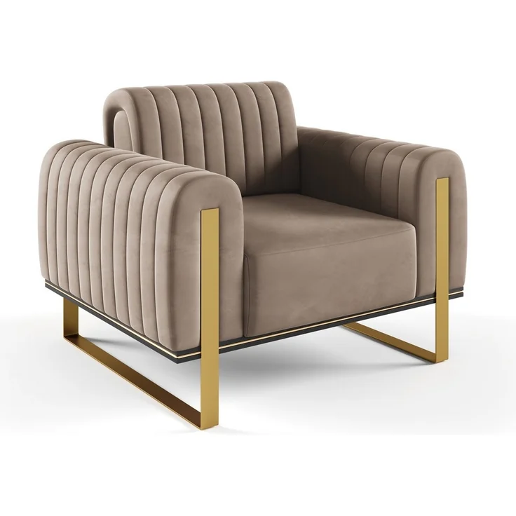 Sessel Designersessel VALERIE in Stoff Elisa Velvet Cappuccino – Bild 4