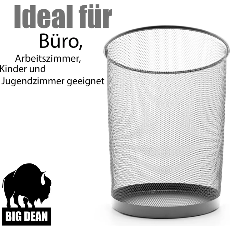 BigDean Papierkorb Mülleimer Büro silber 20L Draht – vielseitiger Mülleimer – Bild 4