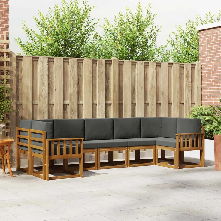 vidaXL Outdoor-Sofagarnitur 7 stk. 7-Sitzer Natur und Anthrazit 3366915 – Bild 1