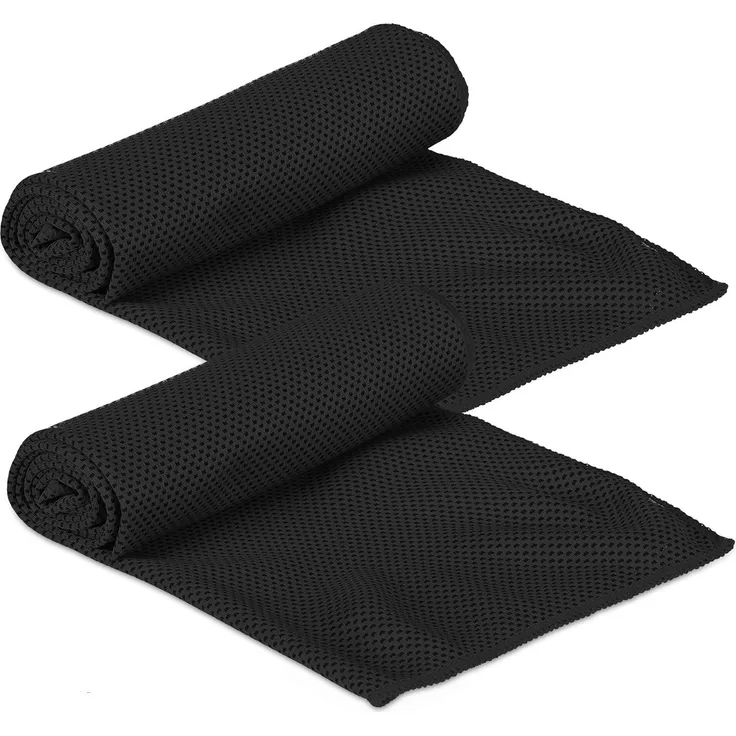 relaxdays Sporthandtuch Kühlendes Handtuch im 2er Pack, schwarz