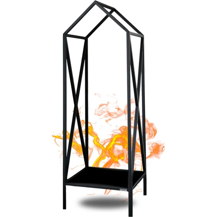 DELUKE® Kaminholzregal innen Metall DUSI | Dachdesign, Schwarz | Feuerholzregal Kaminholzhalter Holzständer Holzhalter innen Holzlager – Bild 1