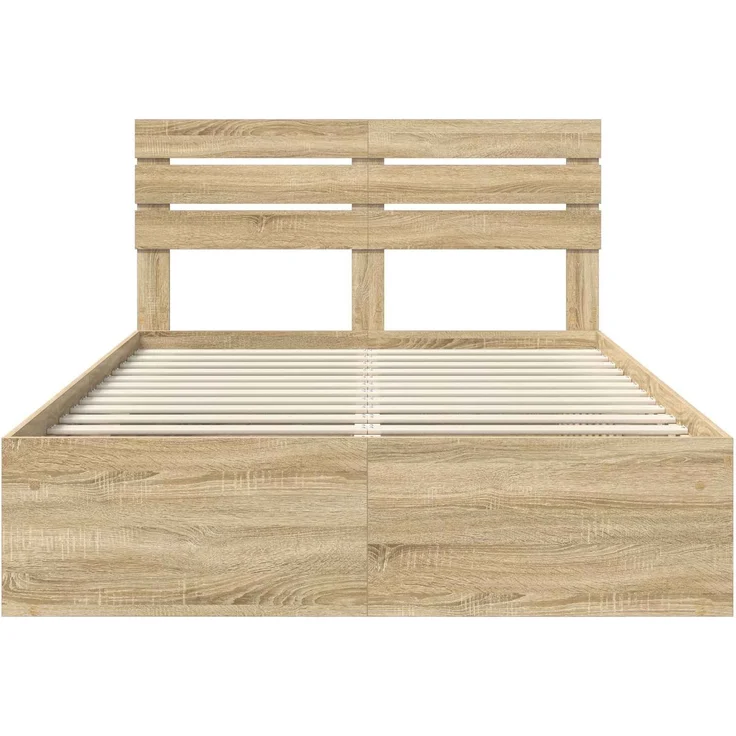 vidaXL Bettrahmen Sonoma 140 x 190 cm Massives Kiefernholz 3411417 – Bild 6