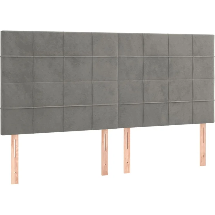 vidaXL Kopfteile 4 Stk. Hellgrau 90 x 5 x 78/88 cm Samt 3116392 – Bild 2