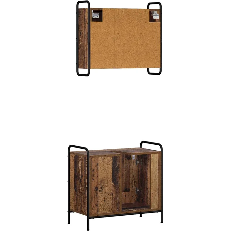 vidaXL Badezimmerschrank-Set 2 stk. Altholz 65,5 x 34 x 61 cm 3444487 – Bild 6